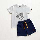 Snooze Co - ord Set | Graphic Tee & Terry Shorts | Snow & Navy - organic cotton kids clothing - Kiggle