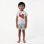 Lazy Tiger Co - ord Set | Graphic Tee & Track Shorts | Snow & Grey - organic cotton kids clothing - Kiggle
