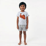 Lazy Tiger Co - ord Set | Graphic Tee & Track Shorts | Snow & Grey - organic cotton kids clothing - Kiggle