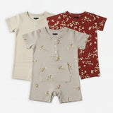 Pack of 3 Shorty Rompers — Autumn | Organic Cotton Baby (3–24 Months) - organic cotton kids clothing - Kiggle